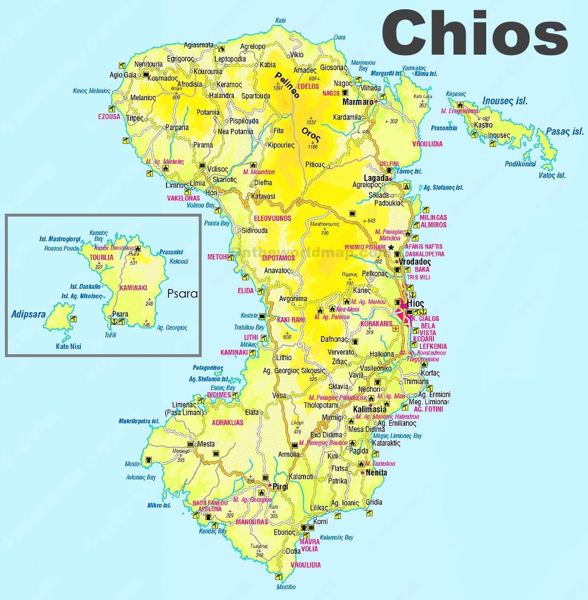 mapa de chios, Grecia