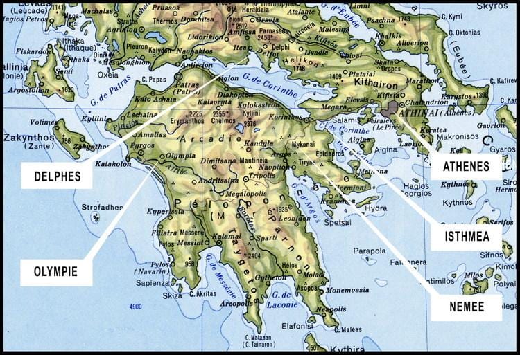 mapa del sur de Grecia