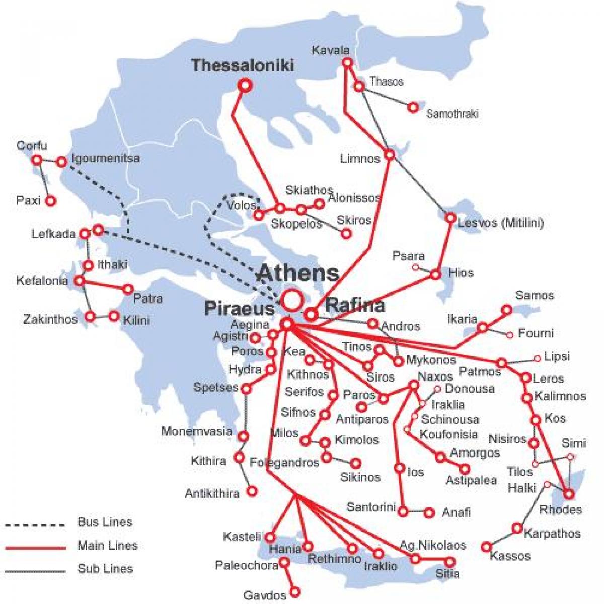 mapa de ferrys en europa En la isla griega de ferry mapa   Mapa de las islas griegas rutas 