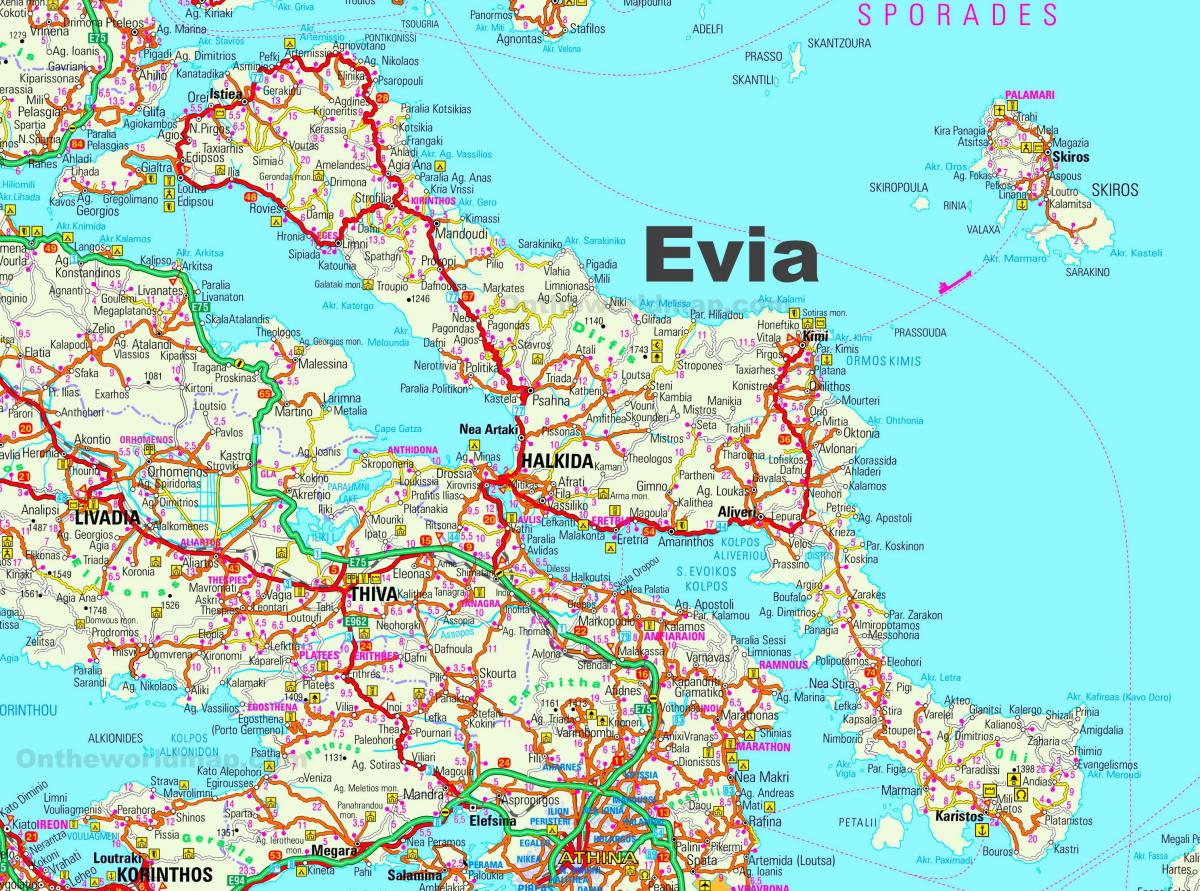 Evia, Grecia mapa - Mapa de Evia, Grecia (Sur de Europa - Europa)