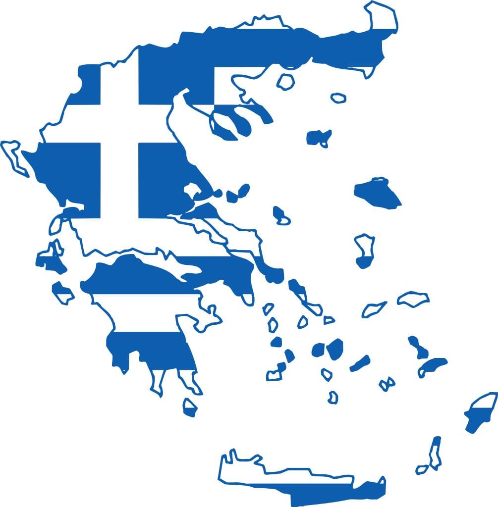 Grecia mapa de la bandera
