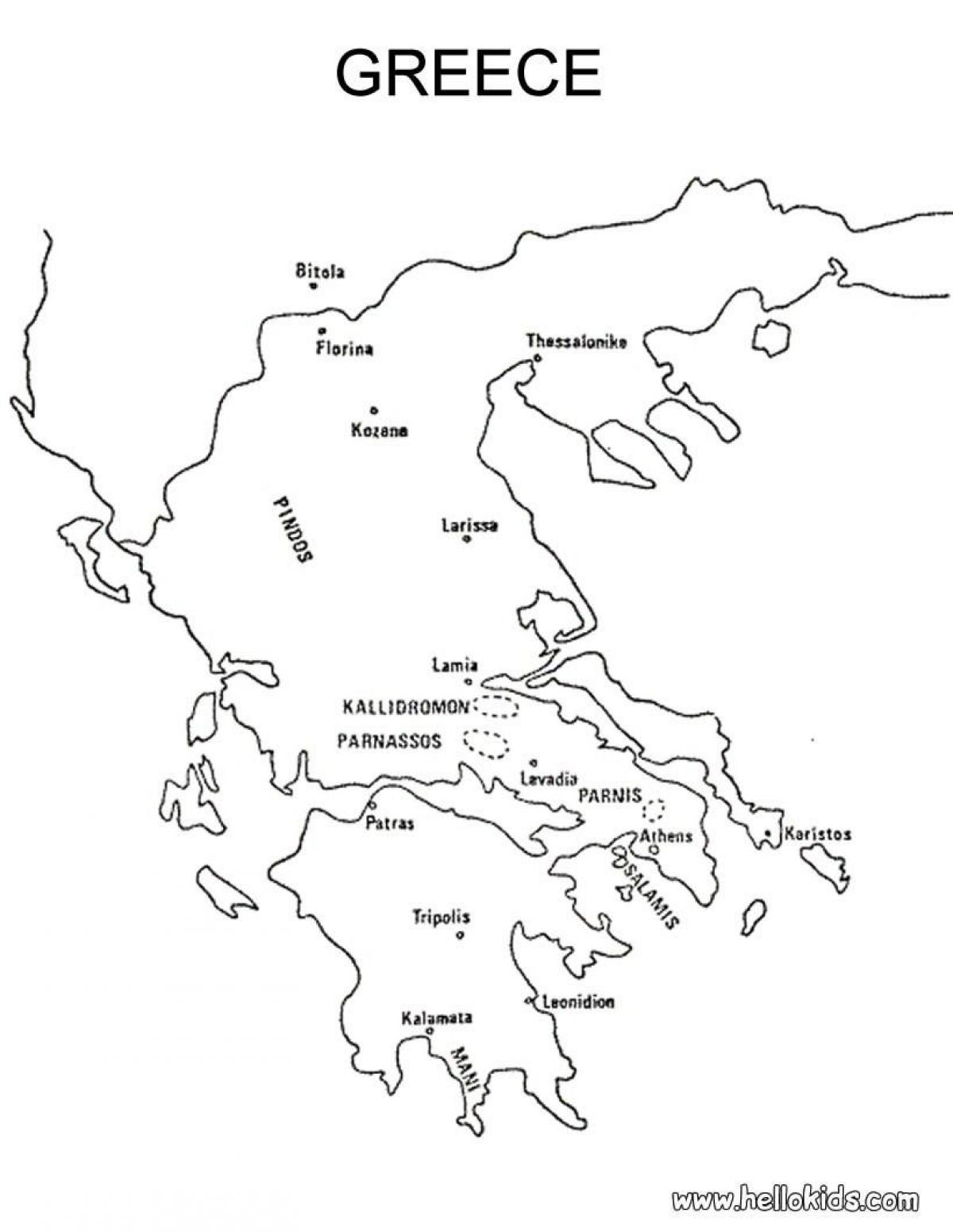 Mapa En Blanco De Grecia Mapa De Contorno Y Mapa Vectorial De Grecia   Grecia Dibujo Del Mapa 