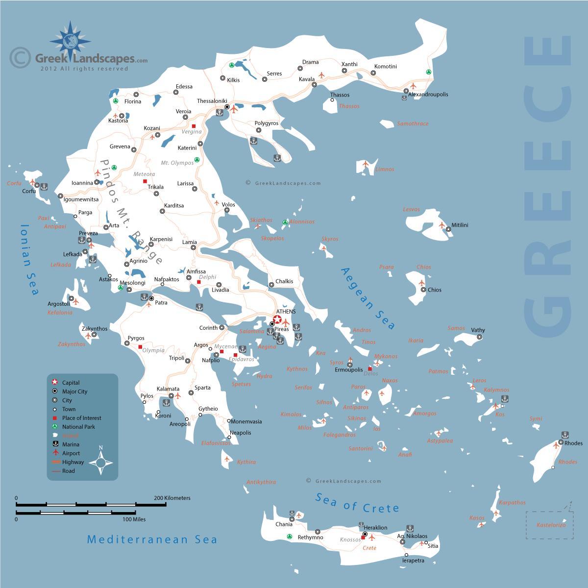 mapa de Grecia de la zona y alrededores