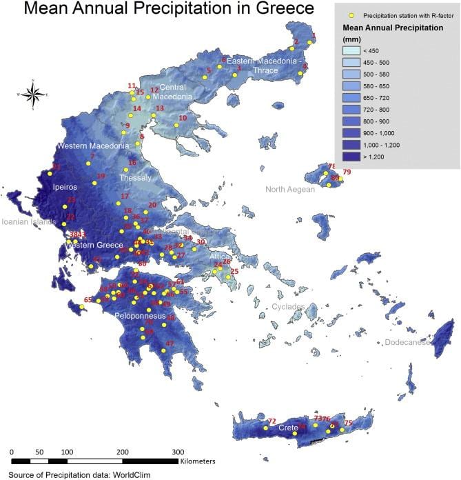 Hellas lluvia mapa
