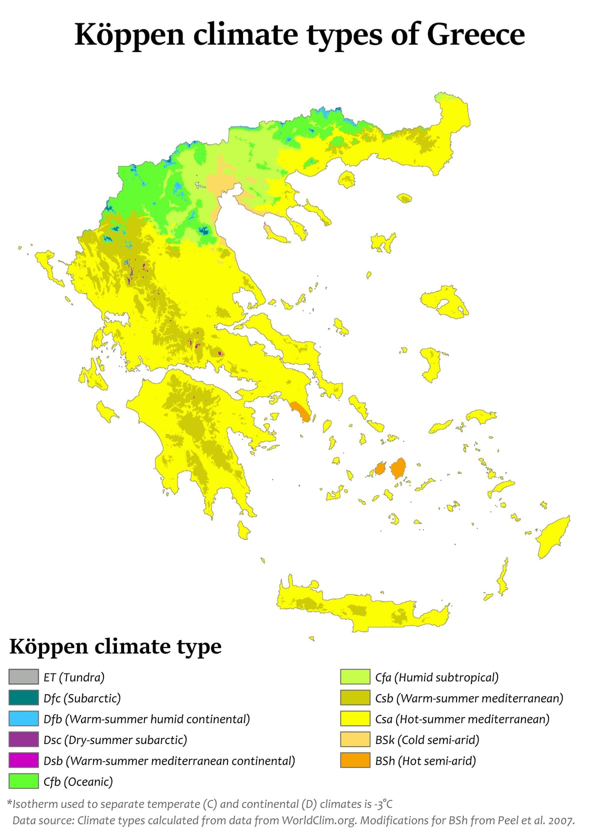 mapa climático de Grecia
