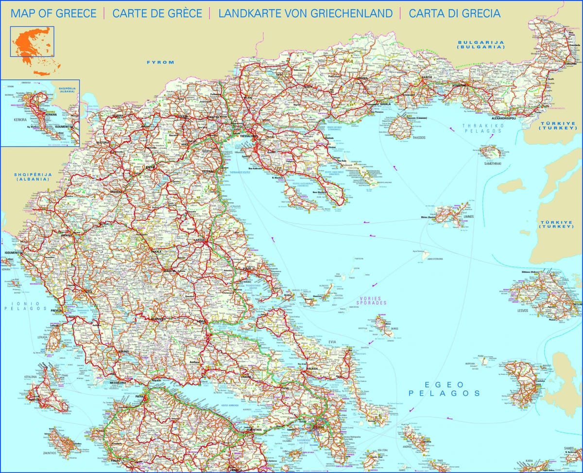 mapa de carreteras de Grecia
