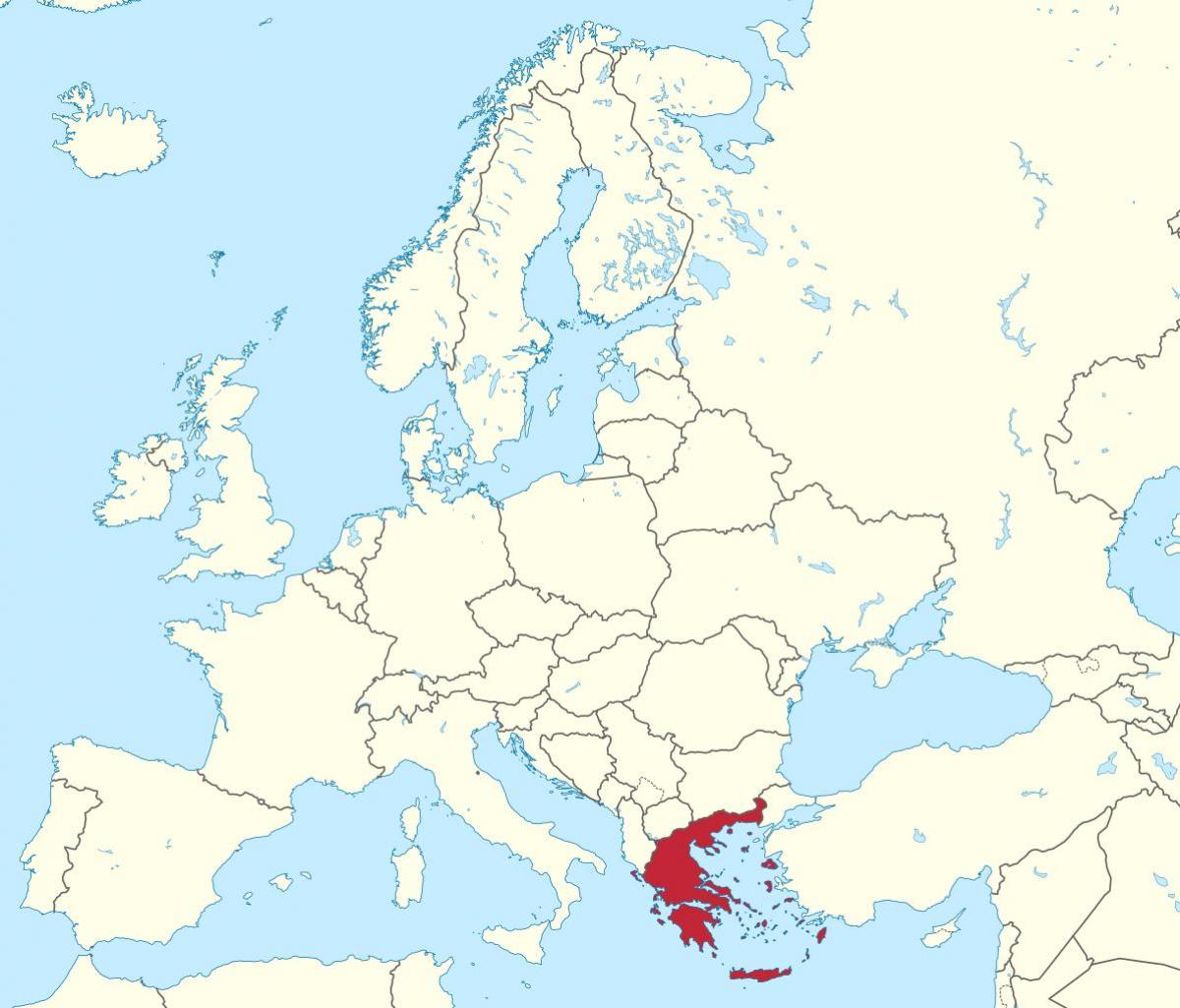 Grecia en el mapa de Europa