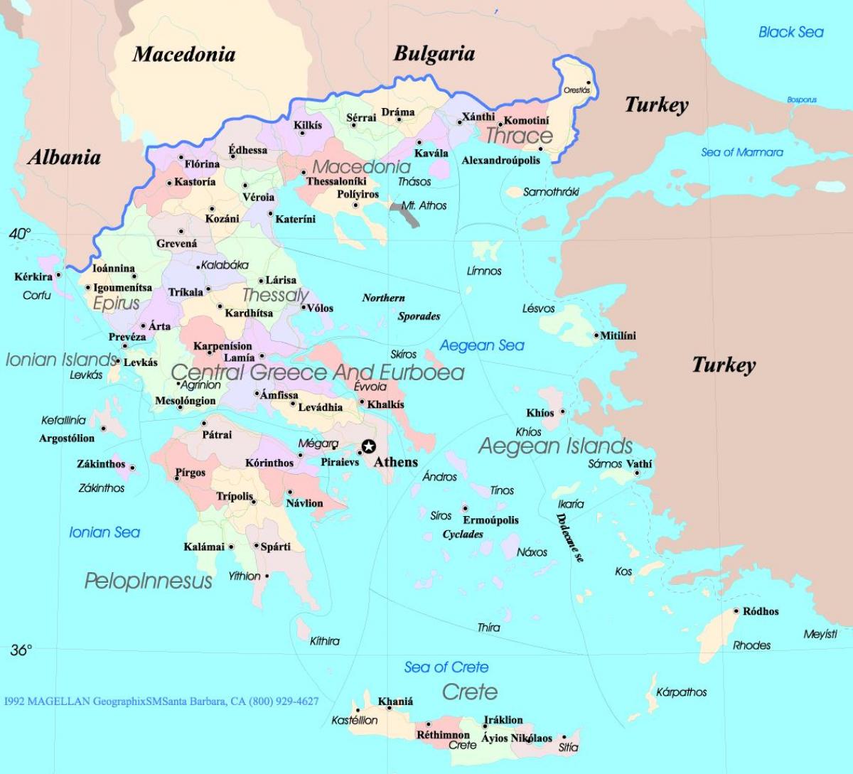 Grecia Mapa De Ingles Mapa De Grecia En Ingles En El Sur De Europa Europa