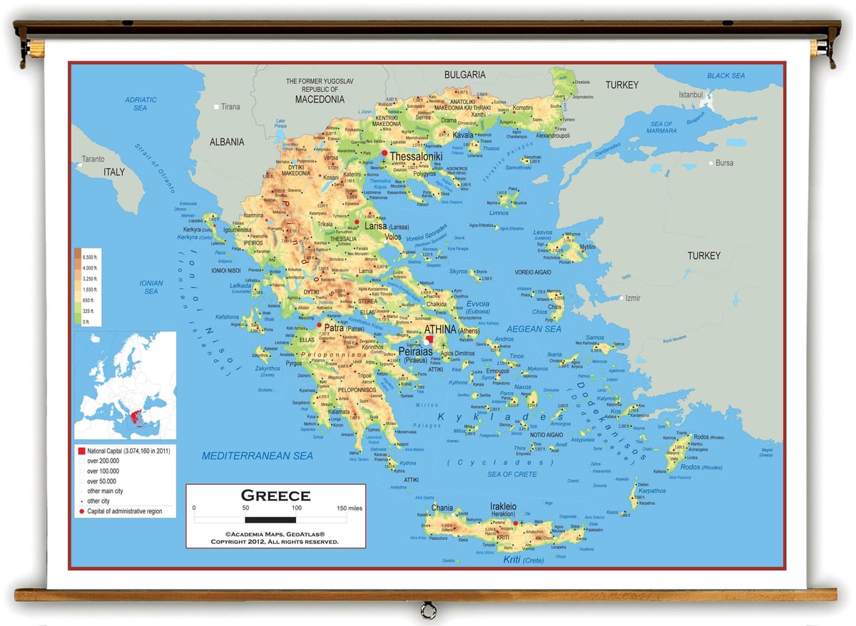 mapa físico de Grecia