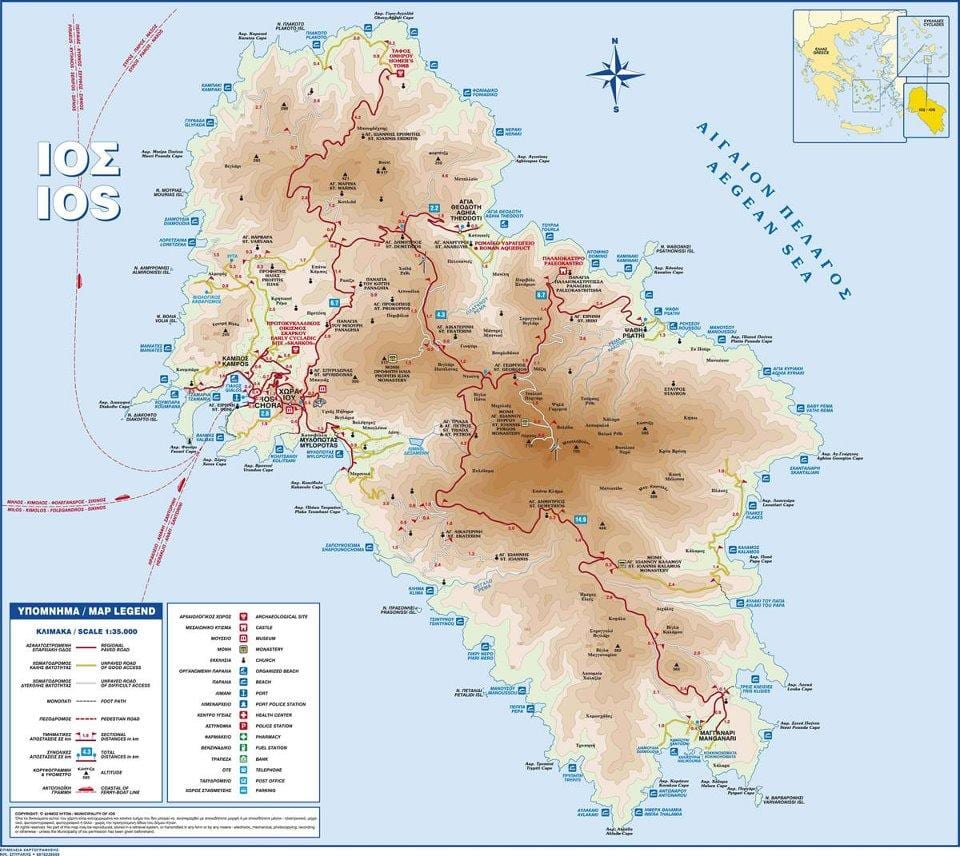 mapa de ios Grecia
