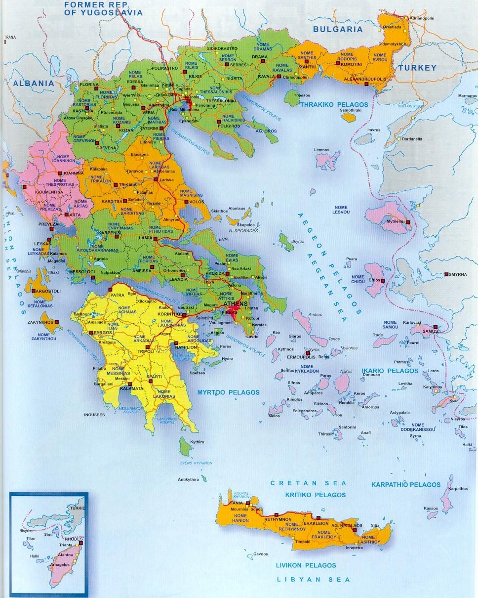 mapa de Grecia y las islas griegas