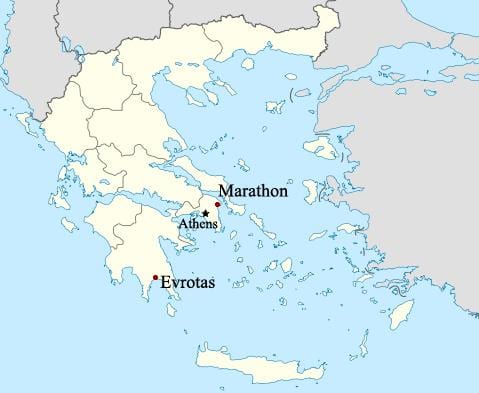 mapa de Maratón, Grecia