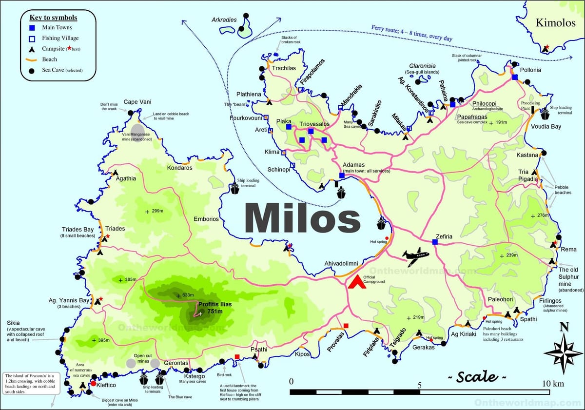 mapa de milos, Grecia