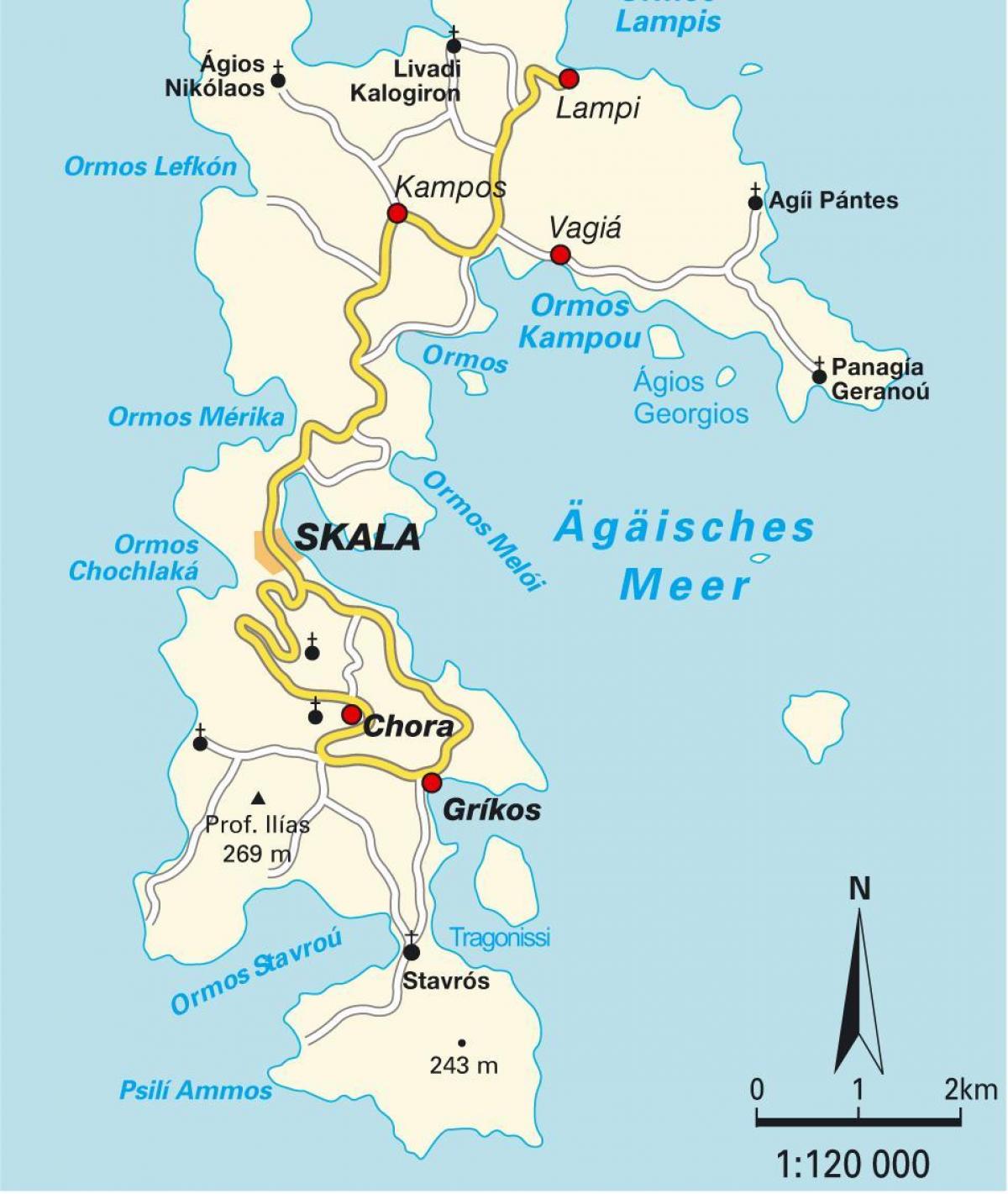 Patmos, Grecia mapa - Patmos mapa de Grecia (Sur de Europa - Europa)