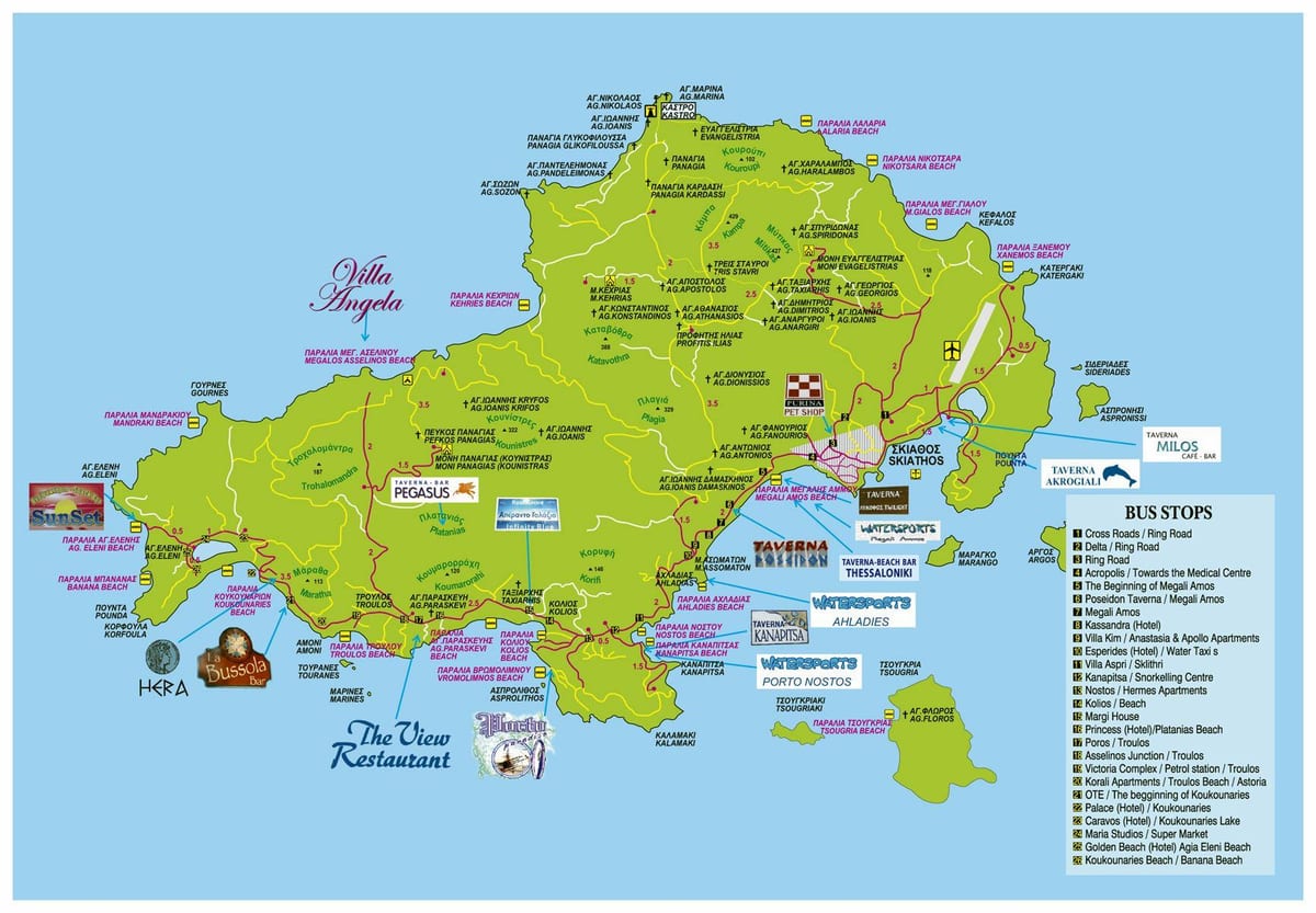 Skiathos mapa de Grecia