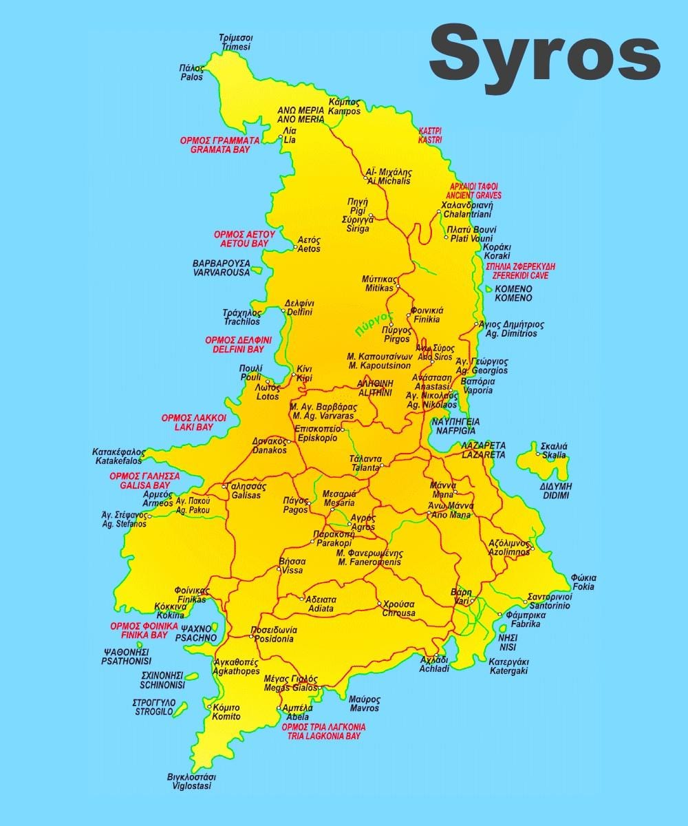 Syros island Grecia mapa