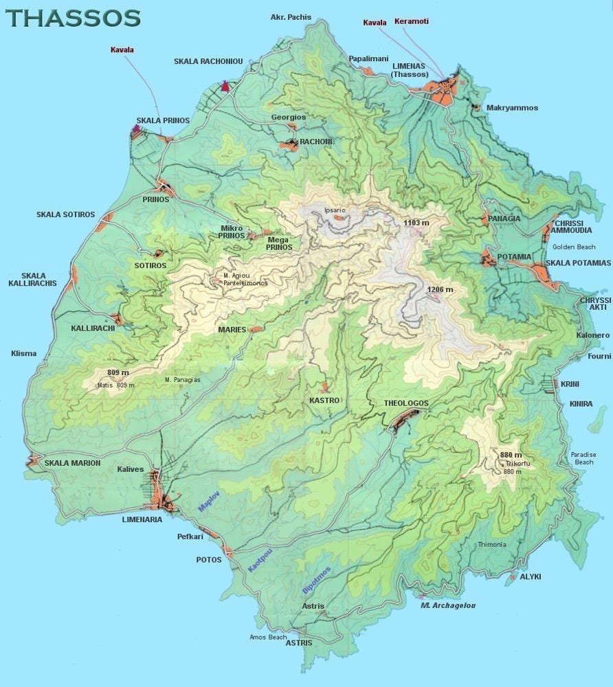 mapa de Grecia Thassos