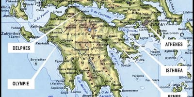 Mapa del sur de Grecia