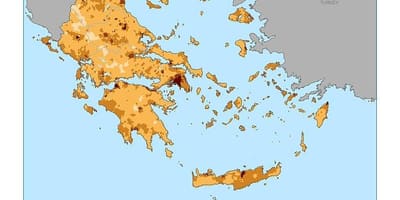 Densidad de población mapa de Grecia