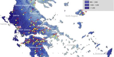 Hellas lluvia mapa