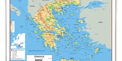 Mapa físico de Grecia