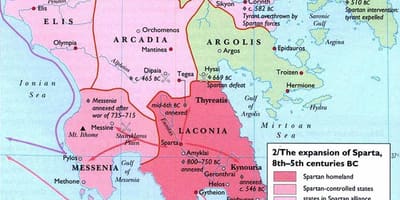 Mapa de la antigua Grecia, Esparta