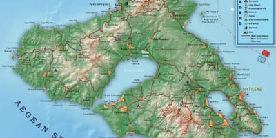 Mapa de Lesvos, Grecia