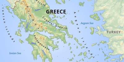 Mapa de montañas de Grecia