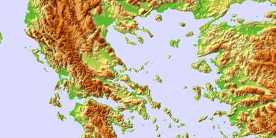 El mapa topográfico de Grecia