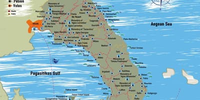 Pelion mapa de Grecia