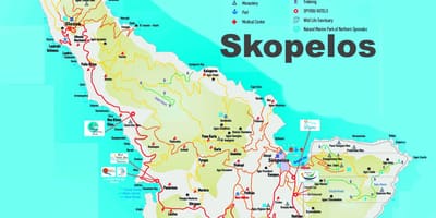 Skopelos mapa de las islas griegas