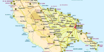 Mapa de la isla griega de Zante